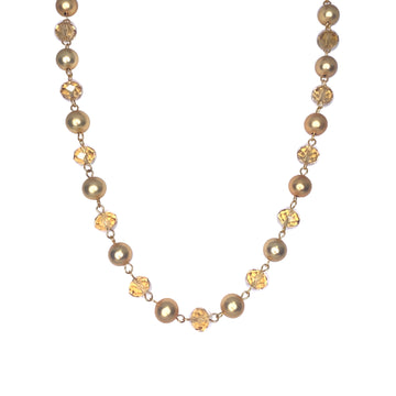 Link Necklace - Golden Crystal and Satin Yellow Gold