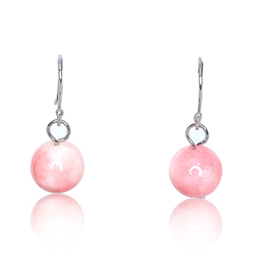 Short Earrings - Pink Agate Stone