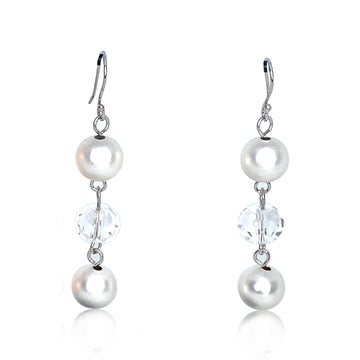 Link Earrings - Ice Crystal and Satin Silver