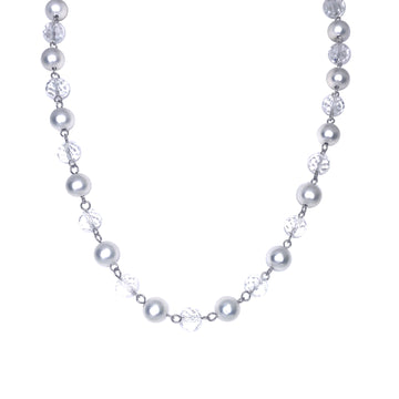 Link Necklace - Ice Crystal and Satin Silver