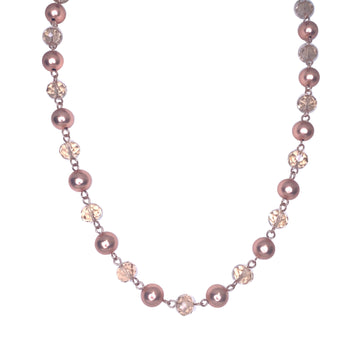 Link Necklace - Champagne Crystal and Satin Rose Gold