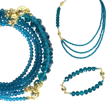 10 Way Necklace - Teal Crystal