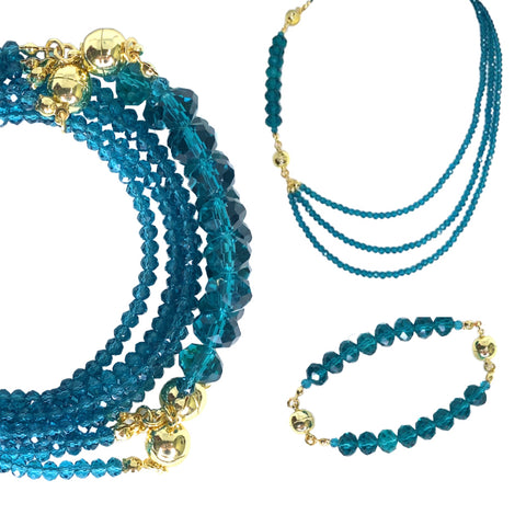 10 Way Necklace - Teal Crystal