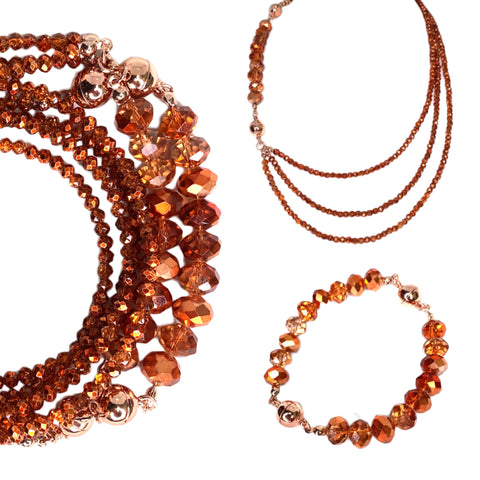 10 Way Necklace - Orange Copper Crystal