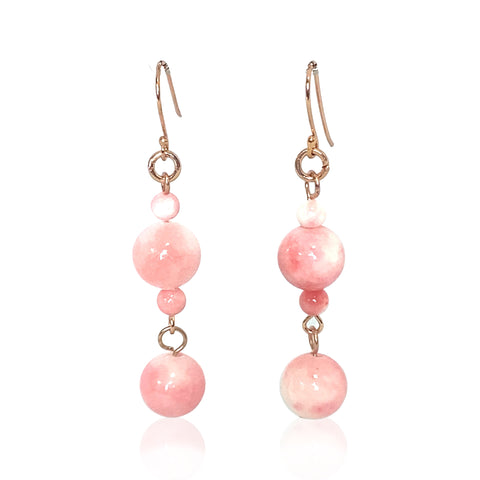 Long Earrings - Pink Agate