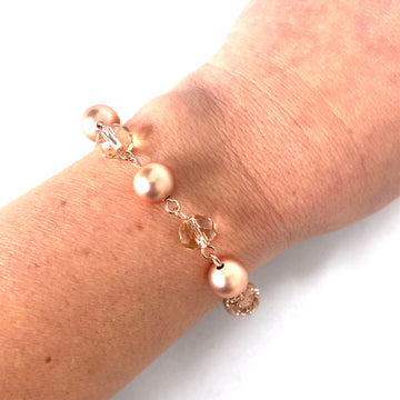LONGER Bracelet Link - Champagne Crystal and Satin Rose Gold