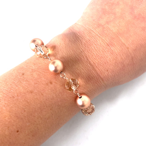 LONGER Bracelet Link - Champagne Crystal and Satin Rose Gold
