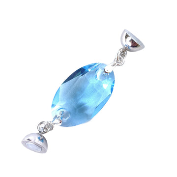 Pendant - Austrian Crystal - Oval - Aquamarine Austrian Crystal
