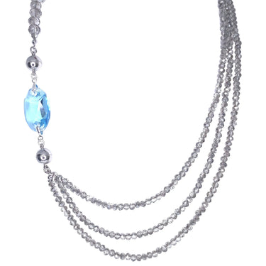 Pendant - Austrian Crystal - Oval - Aquamarine Austrian Crystal