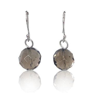 Short Earrings - Smokey Quartz Natural Stone