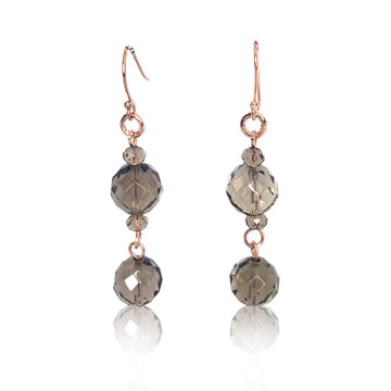 Long Earrings - Smokey Quartz Natural Stone