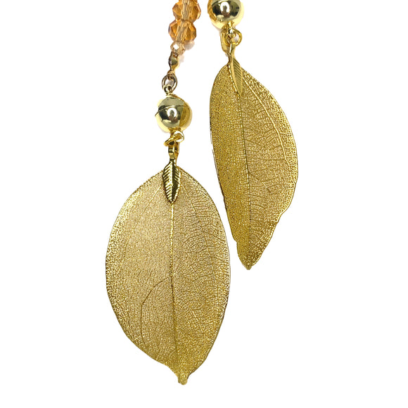 Eden Leaves Lariat Ends and Earrings