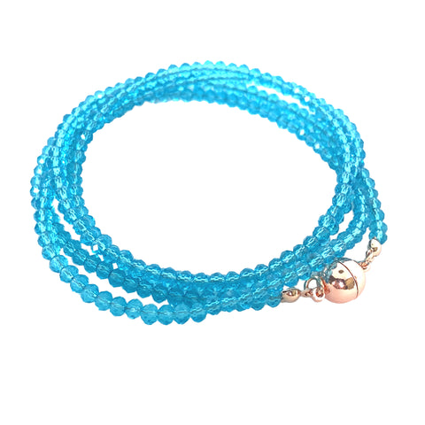 Long Strand Necklace - Sky Blue Crystal