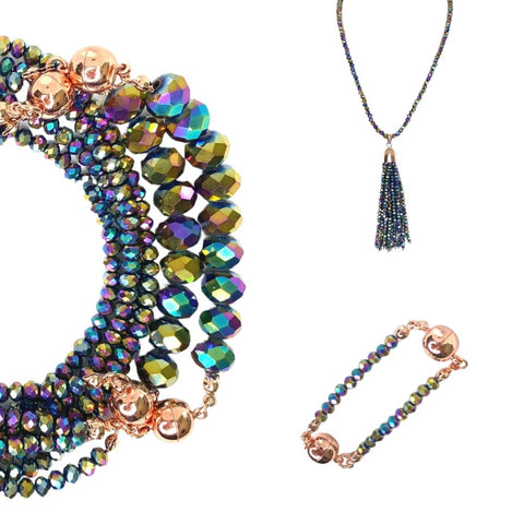10 Way BUNDLE  - HARLEQUIN Crystal (Includes 10 Way Necklace, Tassel & Mini Connectors)