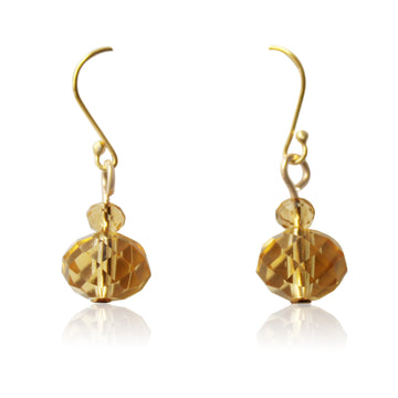 Short Earrings - Golden Crystal