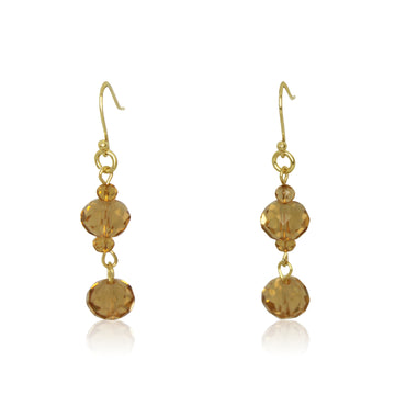 Long Earrings - Golden Crystal