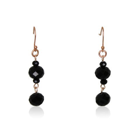 Long Earrings - Black Crystal