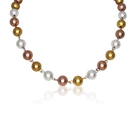 Link Necklace - Tri-Colour Satin Metal