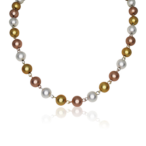 LONGER Link Necklace - Tri-Colour Satin Metal