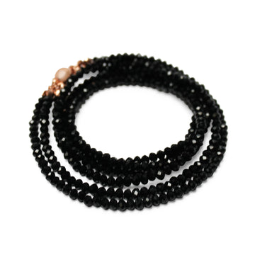 Long Strand Necklace - Black Crystal