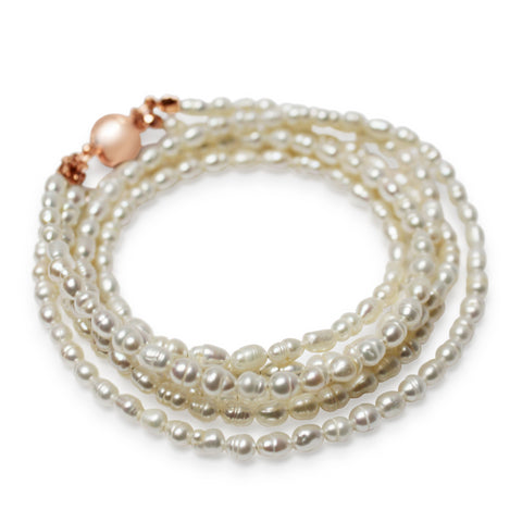 Long Strand Necklace - Cream Pearl