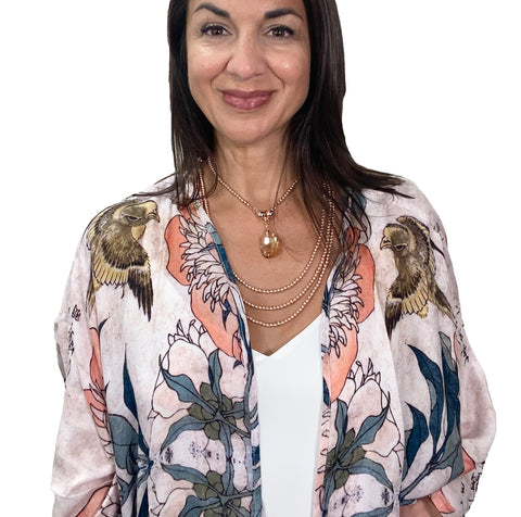 Kimono - Long - Peach Oriental