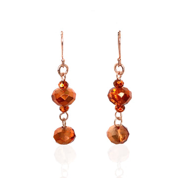 Long Earrings - Orange Copper Crystal