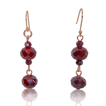 Long Earrings - Raspberry Crystal