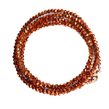 Long Strand Necklace - Orange Copper Crystal