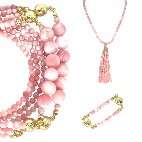 10 Way BUNDLE  - Pink Agate (Includes 10 Way Necklace, Tassel & Mini Connectors)