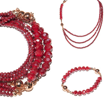 10 Way Necklace - Raspberry Crystal