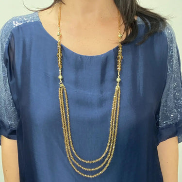 10 Way Necklace - Golden Crystal Seriously Romantic