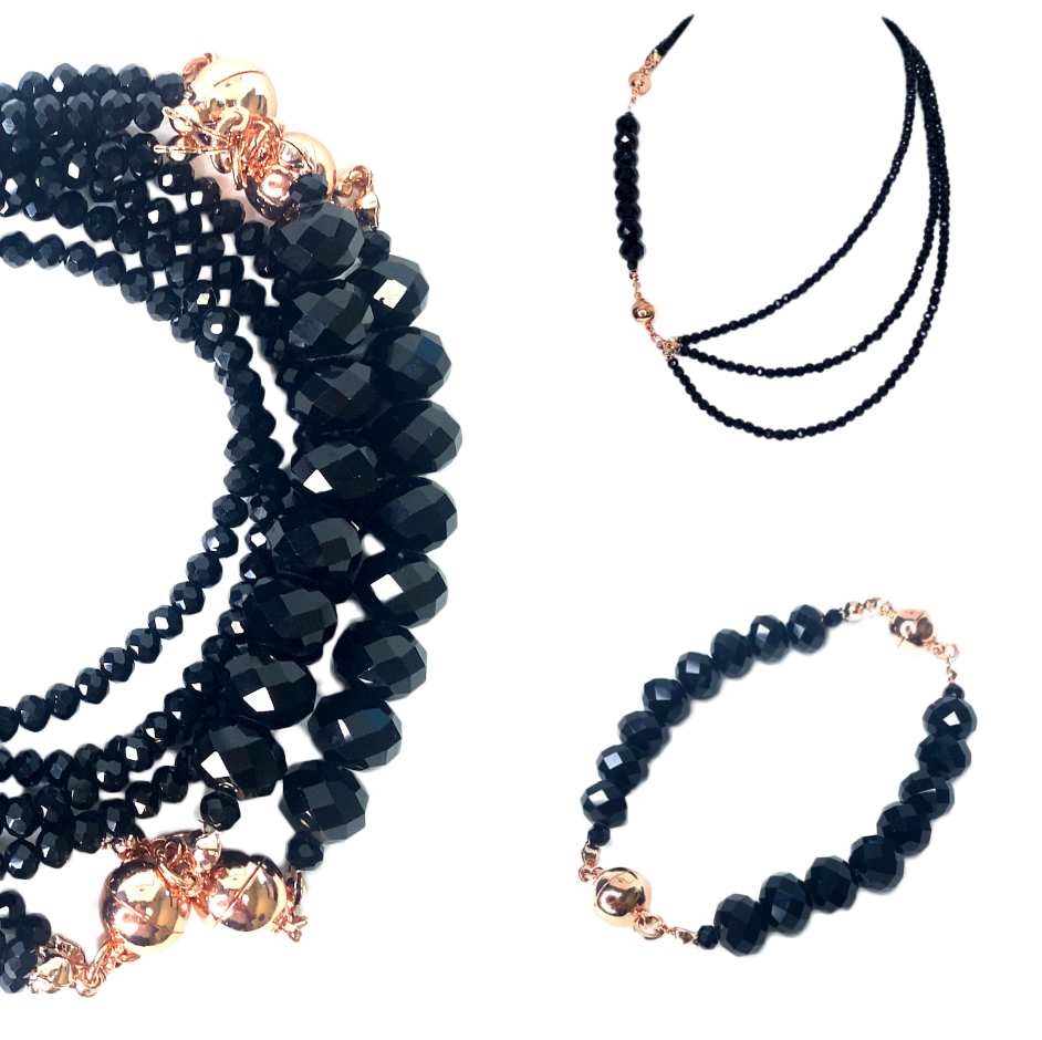 10 Way Necklace Black Crystal Maria Nicola