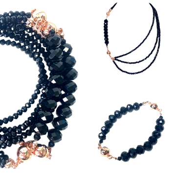 10 Way Necklace - Black Crystal