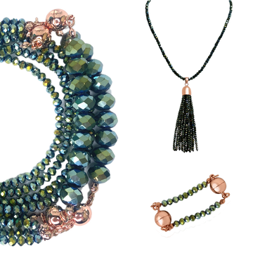 10 Way BUNDLE - Sea Green Crystal (Includes 10 Way Necklace, Tassel & Mini Connectors)