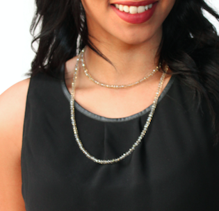 Long Strand Necklace Platinum Crystal