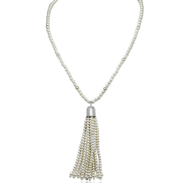 Tassel - Satin Silver Tassel With Silver Magnets