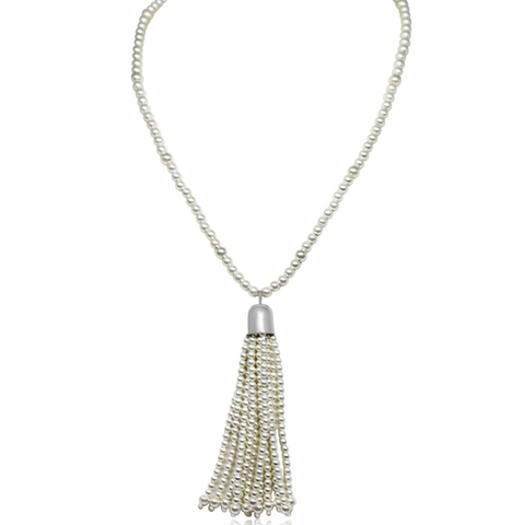 Tassel - Satin Silver Tassel With Silver Magnets