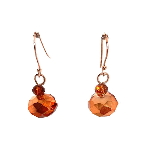 Short Earrings - Orange Copper Crystal