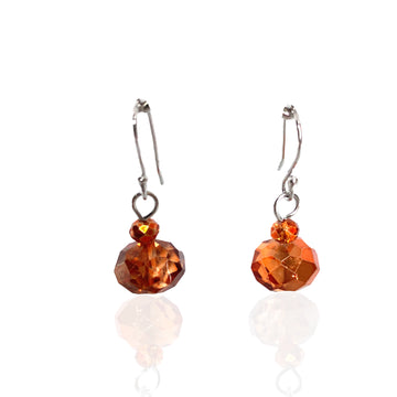 Short Earrings - Orange Copper Crystal