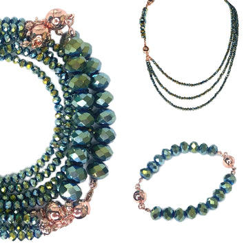10 Way Necklace - Sea Green Crystal