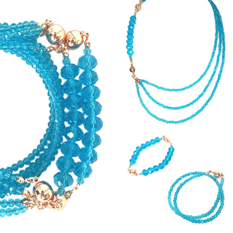 10 Way Necklace - Sky Blue Crystal